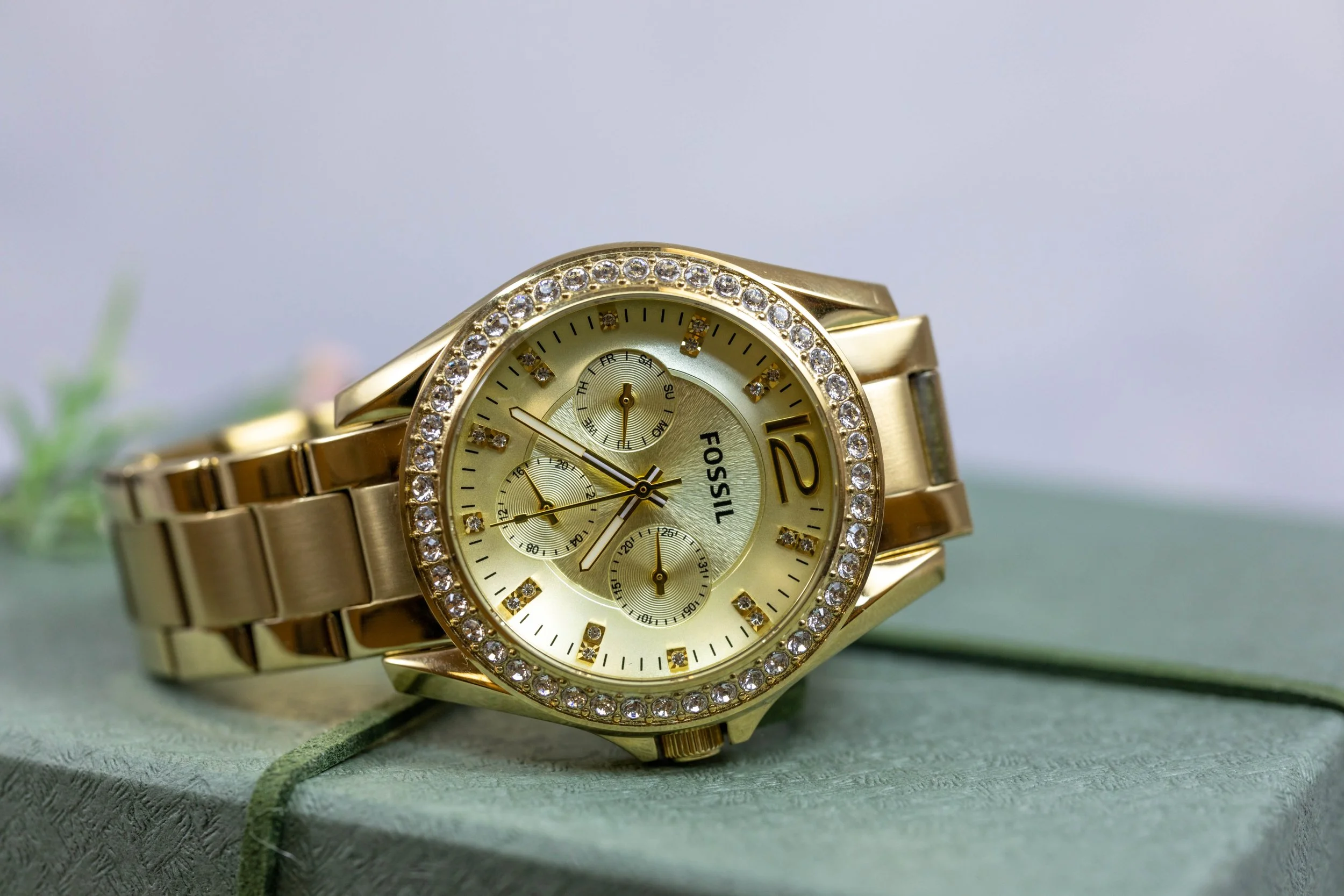 Riley Multifunction Gold Tone Stainless Steel Watch Austen Jewellers Okotoks Jewellery Store Custom Engagement Rings